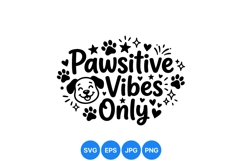 Happy Dog Pawsitive Vibes SVG Clipart Design Product Image 1