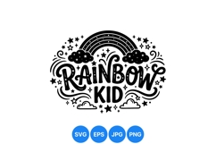 Rainbow Kid Stars Clouds SVG Cut File Design Product Image 1