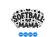 Softball Mama Cute Sports Mom SVG Design Product Image 1