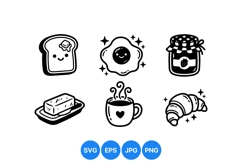 Hand Drawn Cute Breakfast Food Clipart Illustrations Product Image 1