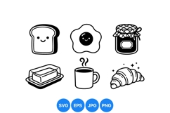 Cute Breakfast Food Vector Clipart For Morning Designs Product Image 1