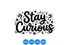 Hand Lettered Stay Curious Inspirational Typography Design Product Image 1
