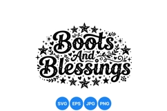 Rustic Boots And Blessings Typography Design For Crafts Product Image 1