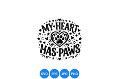 Cute My Heart Has Paws Paw Print Clipart Design Product Image 1