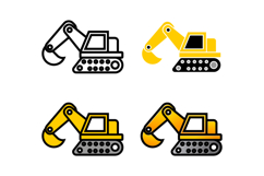 Yellow Excavator Icon Set - 4 variations Product Image 1