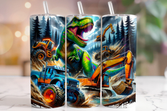 Dinosaur Tumbler Wrap Sublimation, Kids Tumbler, Excavator Product Image 1