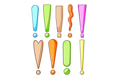 Colorful exclamation marks cartoon showing diverse emphasis Product Image 1