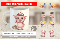 Exhausted BBQ Animal Burnout Mug Wrap Product Image 1