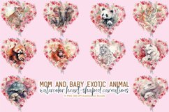 Watercolor Mom and Baby Exotic Animals in Carnations Wreath Product Image 1