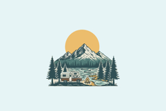 Vintage Camper Mountain Vector Logo Illustration Product Image 1