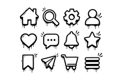 Expressive Graffiti UI Icon Pack Hand Drawn Drip Vector Product Image 2