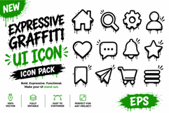 Expressive Graffiti UI Icon Pack Hand Drawn Drip Vector Product Image 1