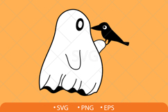 Ghosts with cat, bat, spider, crow and owl. Halloween set. Product Image 10