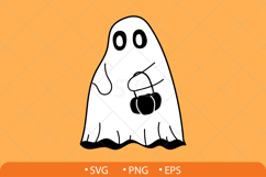 Ghosts with cat, bat, spider, crow and owl. Halloween set. Product Image 6