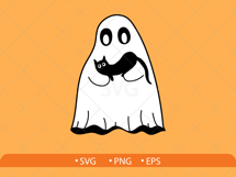 Ghosts with cat, bat, spider, crow and owl. Halloween set. Product Image 8