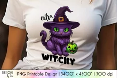 Extra Witchy Halloween Cat PNG | Cute Halloween Design Product Image 1