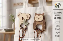 Animals Eyeglass Holder Brooch Laser Cut. Glasses Holder SVG Product Image 1