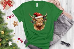 Christmas Highland Cow Sublimation PNG, Watercolor Cow PNG Product Image 4