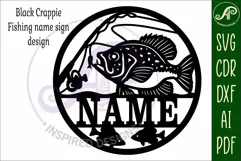 Black crappie fishing name sign svg laser cut template Product Image 6