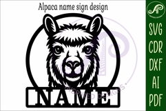 Alpaca theme name wall art sign, SVG personalized laser cut Product Image 6