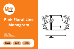 Pink Floral Line Monogram Product Image 1