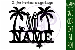 Surfers beach name sign svg laser cut file Product Image 6