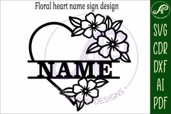 Floral heart name wall sign design Product Image 6