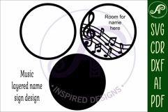 Music layered personalized name wall art sign, SVG file Product Image 6