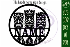 Tiki heads name wall art sign, SVG personalized Product Image 6