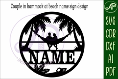 Couple in hammock at beach themed name sign svg laser Product Image 6