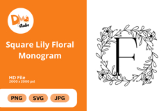 Square Lily Floral Monogram Product Image 1