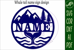 Whale tail name sign svg laser cut template Product Image 6