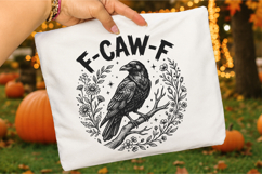 F-Caw-F, Funny Raven SVG, Halloween Spooky Gothic Black Crow Product Image 2