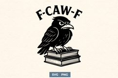 F-CAW-F SVG PNG | Angry Crow on Books Clipart | Funny Gothic Product Image 1