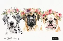 Watercolor Dogs with Flower Crowns Clipart | Watercolor Dog Product Image 1
