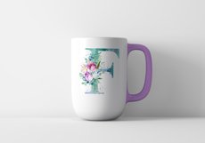 Spring Watercolor Letter. Monogram F. Sublimation Design. Product Image 5