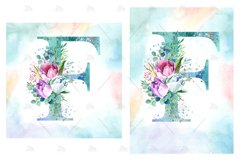 Spring Watercolor Letter. Monogram F. Sublimation Design. Product Image 4