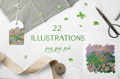 Crayon Nature Landscape Clipart Set Forest River Mountains Product Image 1