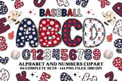 Baseball Sport Alphabet png clipart, baseball letters doodle Product Image 1