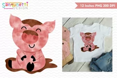 Pig in mud sublimation design, watercolor png Product Image 1