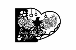 Papercut Dove Flower Wings with Heart, Love You Card Cover Product Image 2