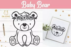 Little Bear with Flowers Crown Svg , Baby Bear Cut File, Ted Product Image 9
