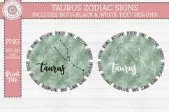 Taurus Zodiac Sign with Personality Traits for Sublimation Product Image 1