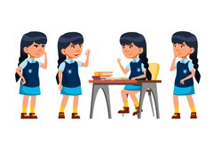 Asian Girl Vector. Primary School Child. Teenage. Beauty Product Image 1