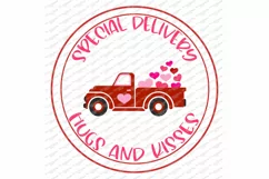 Valentine's Day - Little Red Truck - Hugs And Kisses SVG PNG Product Image 3