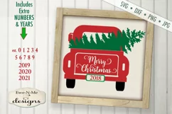 Back of Truck with Tree Merry Christmas SVG DXF Files Product Image 1