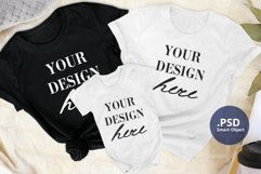 Black White T-shirts & Baby Bodysuit Mockup Plain background Product Image 3