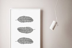 Gray Feathers Wall Art Printable, Bohemian Nursery Decor Product Image 3