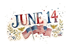Watercolor American Flag Day clipart "June 14" Product Image 1