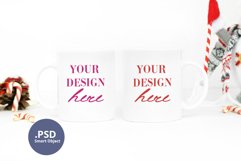 Christmas Two Coffee Mugs, Coffee Mugs Christmas Mockup PSD Product Image 1